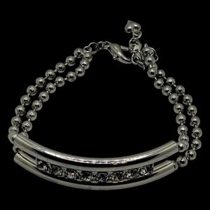 Elegant Silver Bracelet with Black Accents
